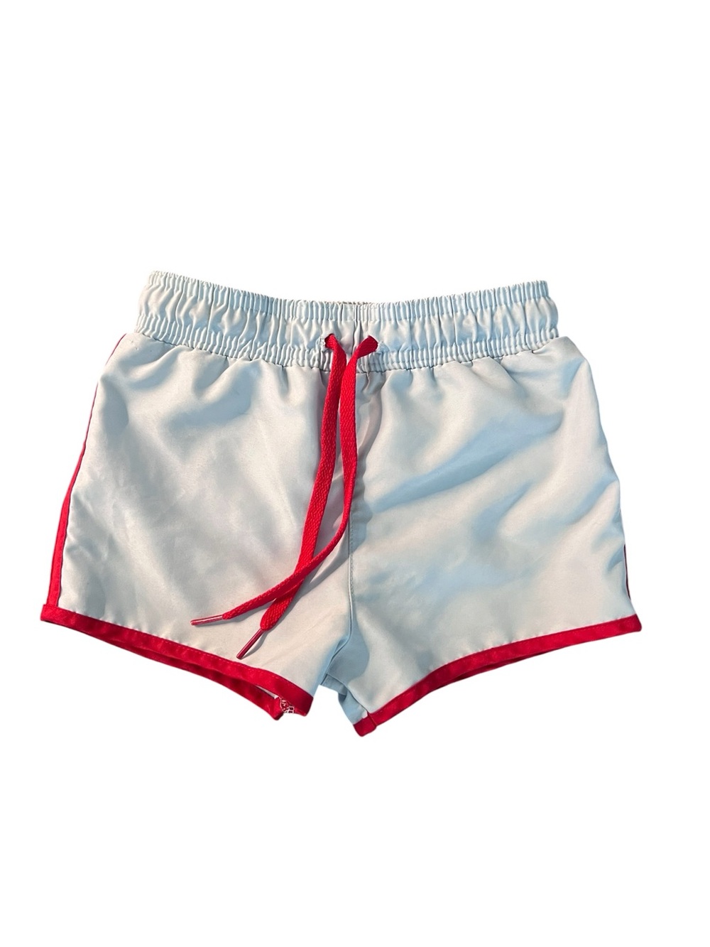 Minnow Boy’s Baby Blue Swim Trunks with Red Trim Size 3-4T